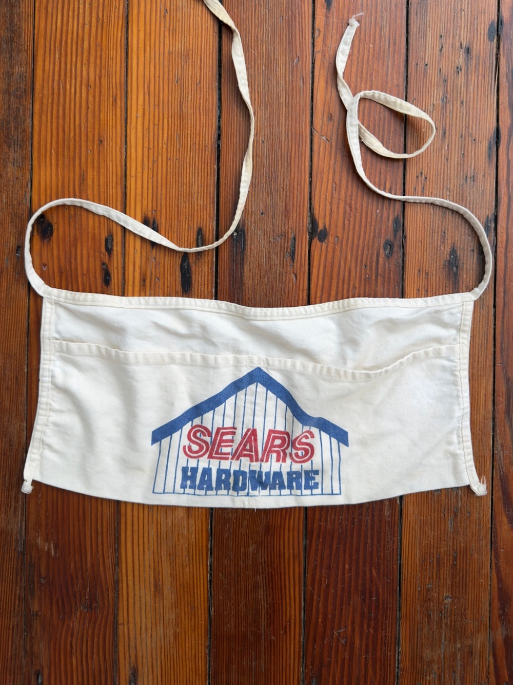 Vintage 80s Sears Hardware cloth work apron 2-pocket